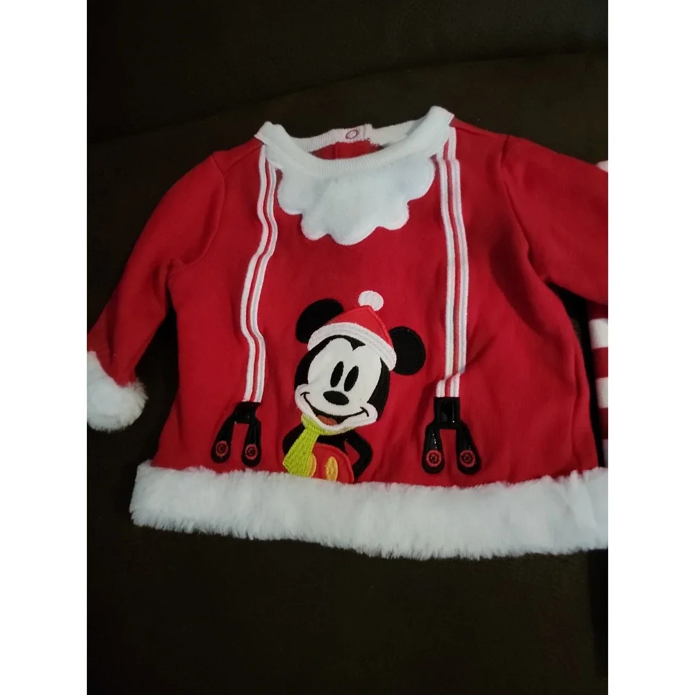 Disney store Disney baby Christmas holiday mickey santa outfit 6‎ 9 months
